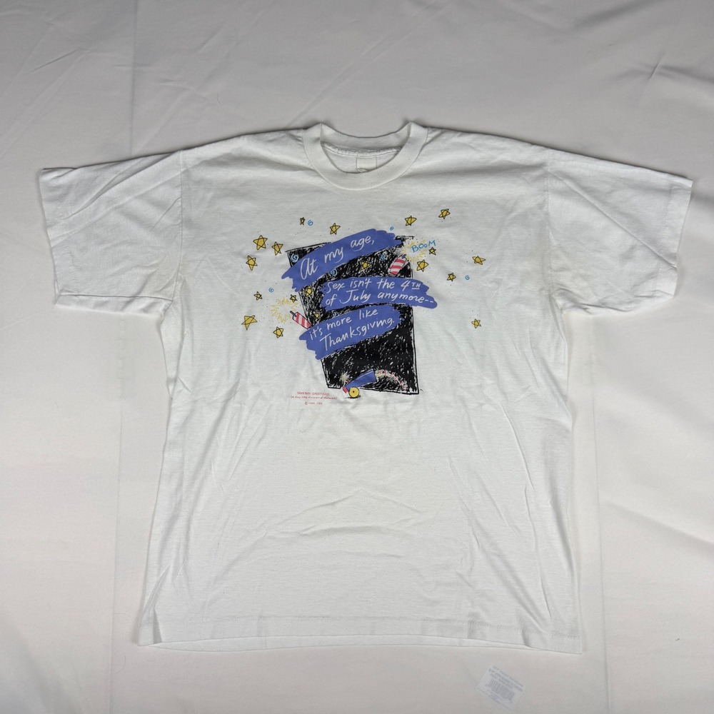 Vintage Shoebox Greetings Hallmark Funny Humor T-Shirt White Large 90s Single St